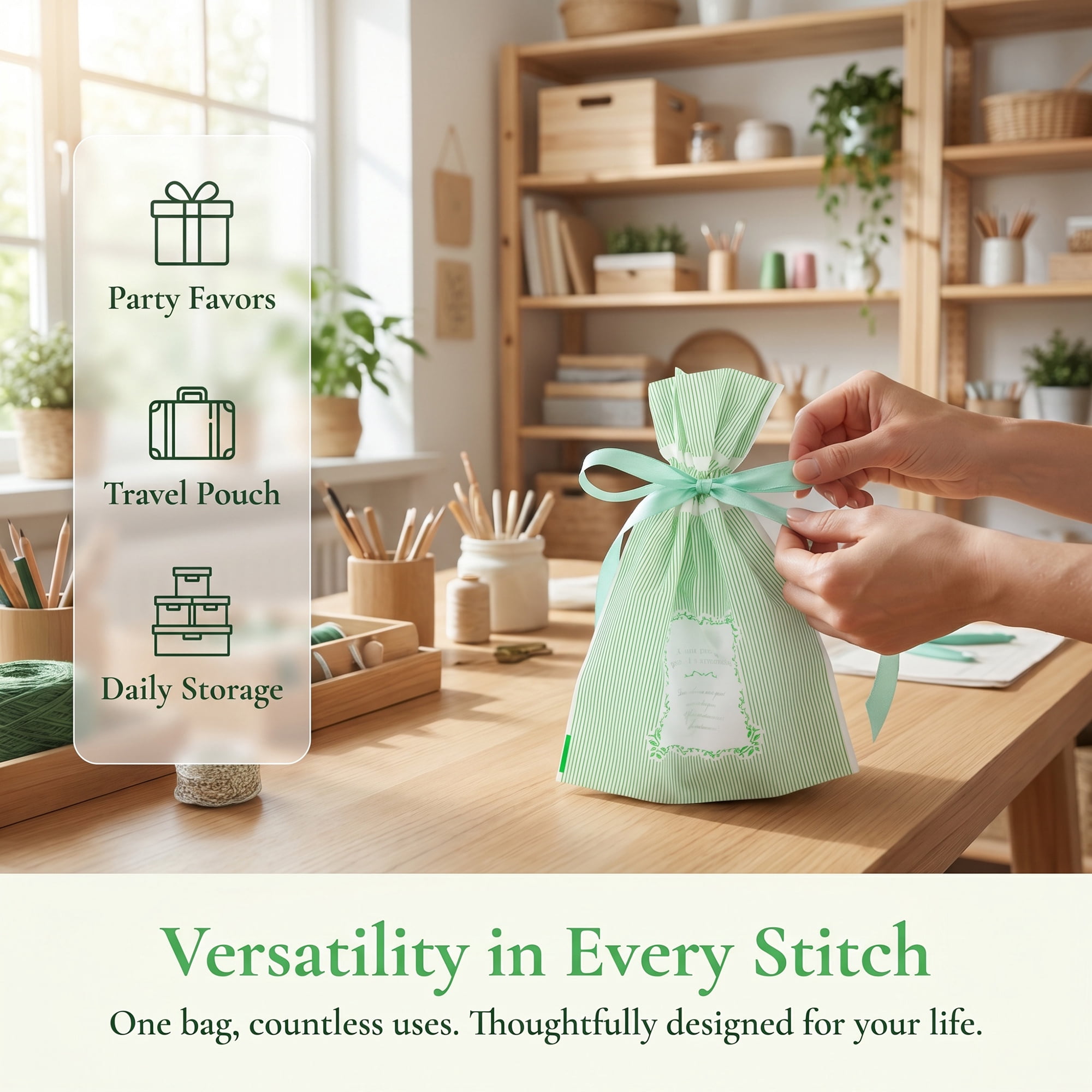Unique Bargains 10Pcs Multi-Purpose Waterproof Gift Bags with Handles Green 4.7" x 6.7"