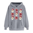 thumbnail image 4 of PNTUTB Women's Christmas Cute Printed Off Shoulder Pocket Long Sleeved Hooded Drawstring Pullover Casual Loose Sweatshirt, 4 of 6