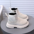 thumbnail image 6 of Autumn Leather Combat Pull On Boots （Toddler/Little Kids） Children Winter Ankle Boots,Color:Beige,Size:5-5.5 Years, 6 of 7