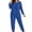 Blue, variant on Women's Plus Size Pajamas Sets Crew Neck Long Sleeve Tops with Chest Pocket Cuffed Jogger Pants Casual Home Wear 2 Piece Pjs Sleepwear Loungewear