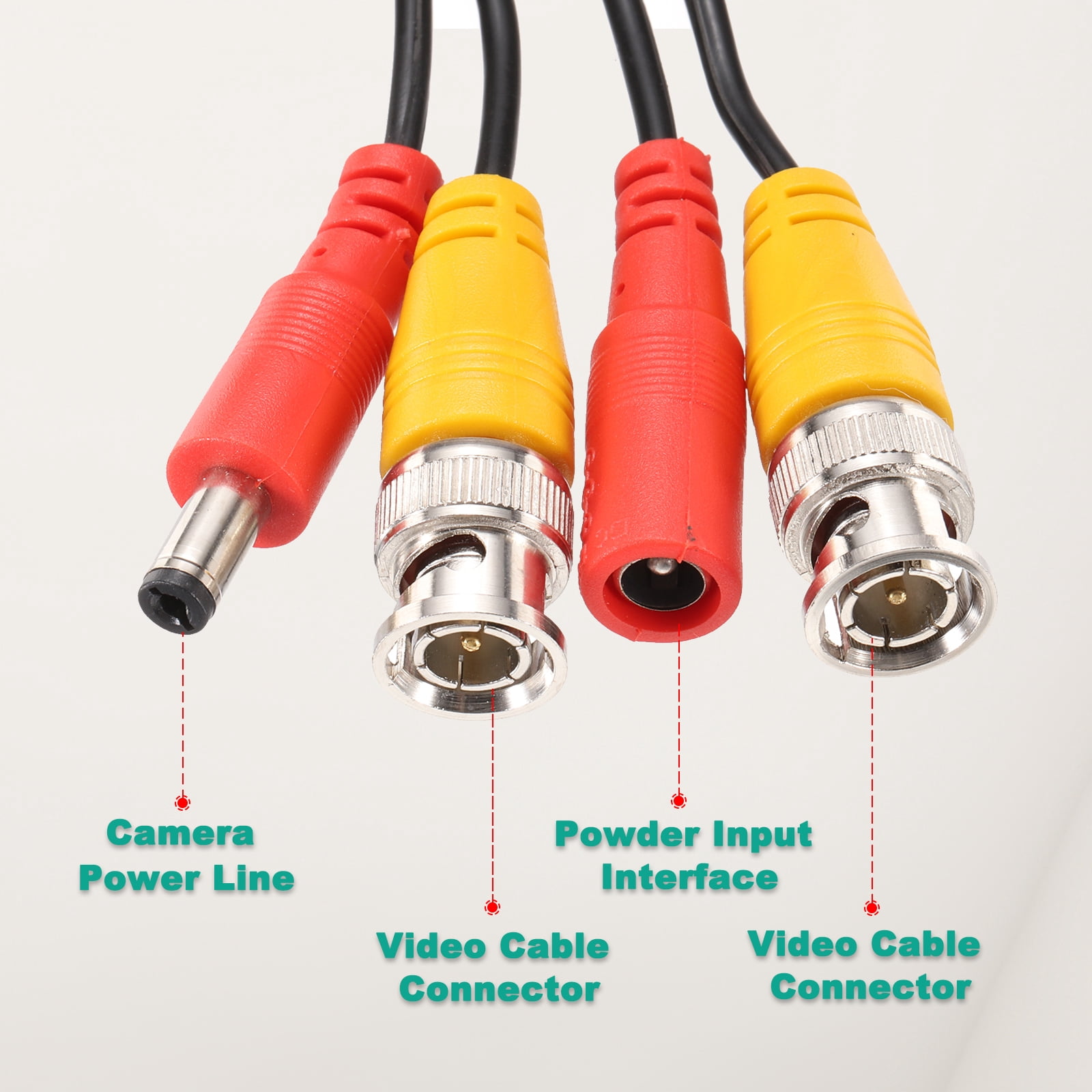 BNC Video Power Cable,20m/66ft All-in-One Security Camera Wire,1 Set Black