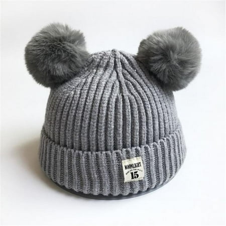 

Baby Hat Autumn Baby Girls Boys Cap Cute Ear Cotton Ball Kids Knitted Beanies Hat NEWWAY