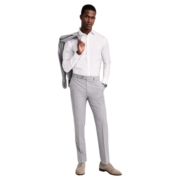 Calvin Klein Mens Slim Fit Dress Pants 38 / 30 Light Grey Solid Stretch Wool