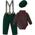 thumbnail image 2 of ZOEREA Baby Boy Clothes Set Infant Tuxedo Long Sleeve Gentleman Suit Outfits + Beret Hat + Suspender Pants + Bowtie 0-18M, 2 of 6