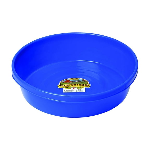 Little Giant Plastic Utility Pan (Blue) Durable & Versatile Short Livestock Feeding Bucket (3 Gallon) (Item No. P3BLUE)