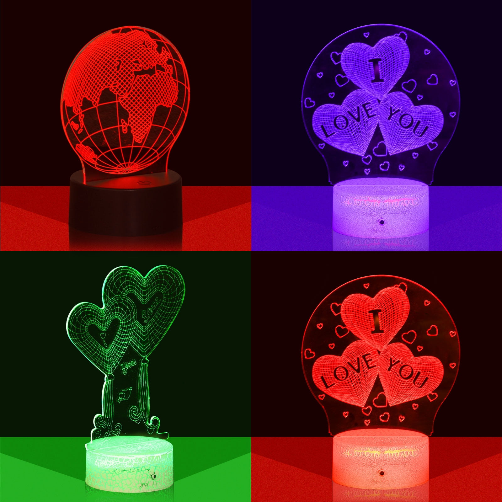 Uxcell 12 Pieces 3D Night LED Light Lamp Base 16 Colors Light Display Base with Remote Control and USB Cable (12 Pieces)