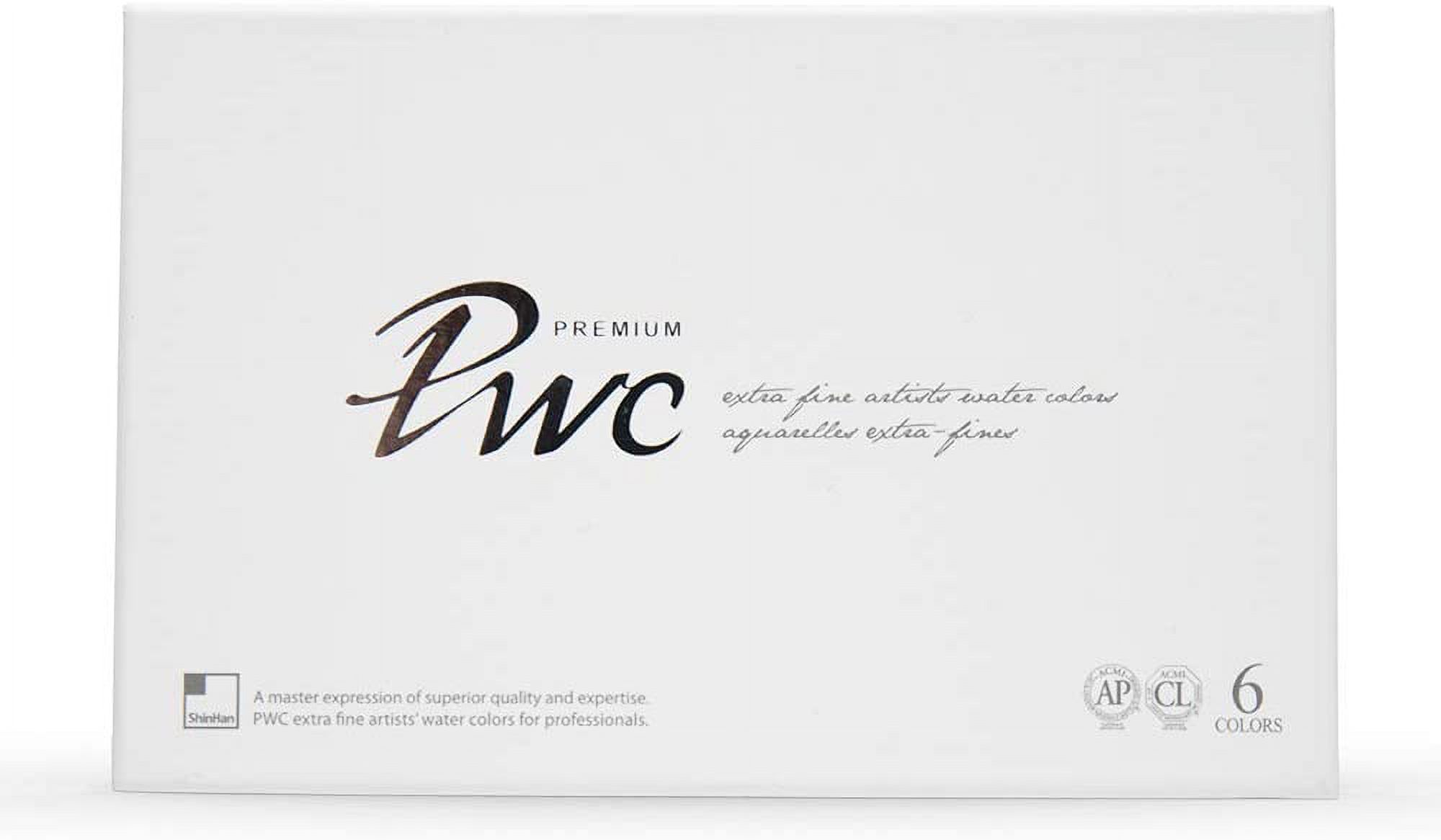 PWC Extra Fine Professional Watercolor - Tint A, Set of 6, Assorted Colors,15 ml, Tube