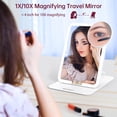 thumbnail image 4 of Travel Makeup Mirror with Lights, Foldable Compact Mirror with 10X Magnifying Mirror Portable Ultra Slim Vanity Mirror with 3 Lighting Colors Touch Screen for Travel and Women Gift, 4 of 6