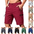 thumbnail image 2 of BRANROY Men's Outdoor Cargo Shorts - Hiking Casual Shorts with Drawstring Waist and Multiple Pockets for Outdoor Exploration and Comfort,Dark Green L, 2 of 8