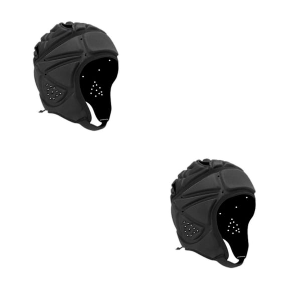 Yuarrent Casco de rugby de esponja EVA, protector de cabeza ajustable para Hockey, Paintball, fútbol, ​​negro negro 2piezas