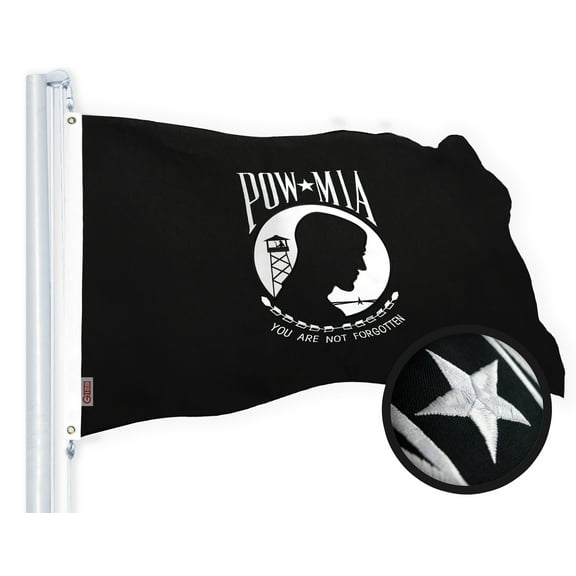 G128 POW MIA Flag Embroidered (2.5x4 FT Spun Polyester)