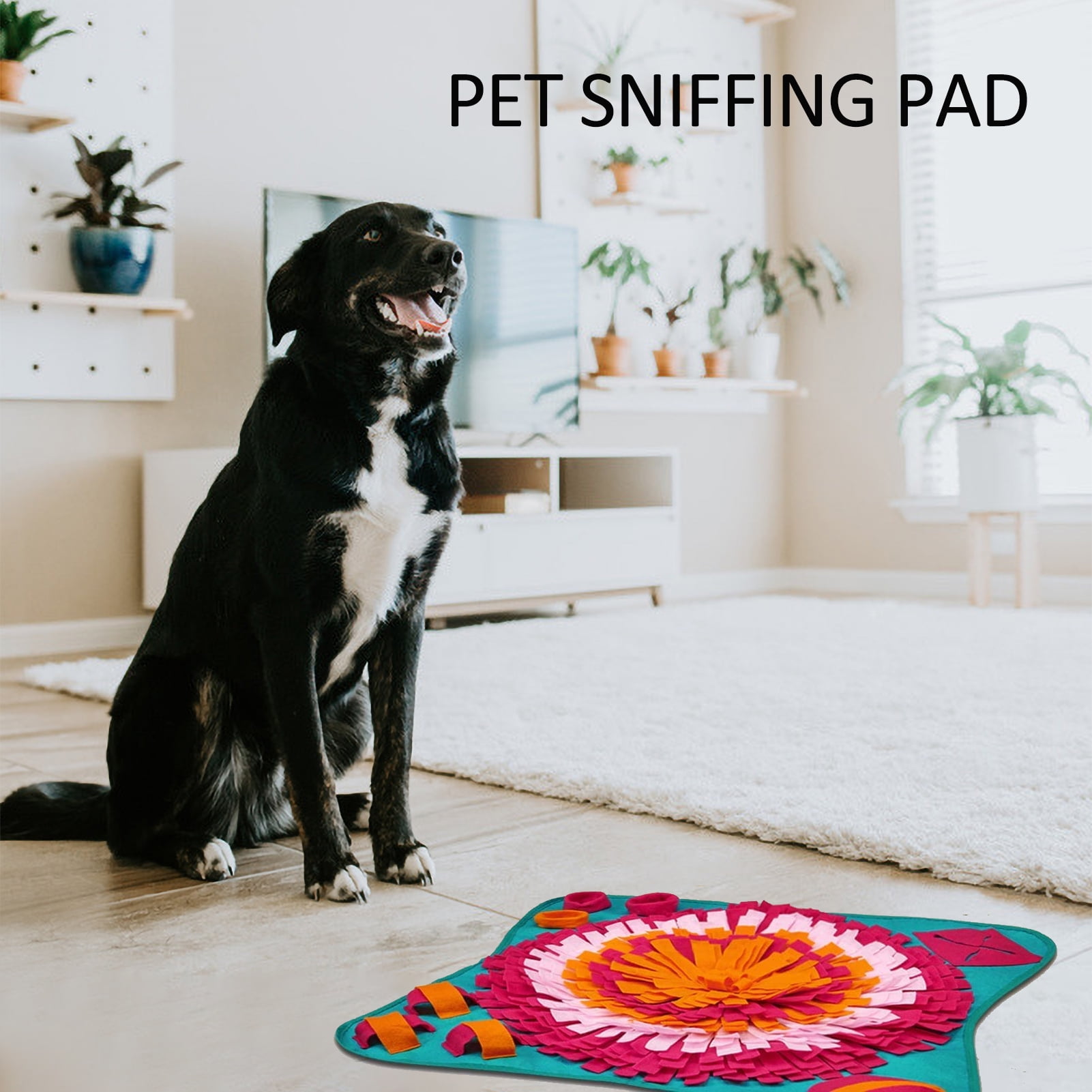 Flmtop Pet Dog Food Slow Feeding Sniff Training Mat Interactive Cloth Blanket Cushion Blue