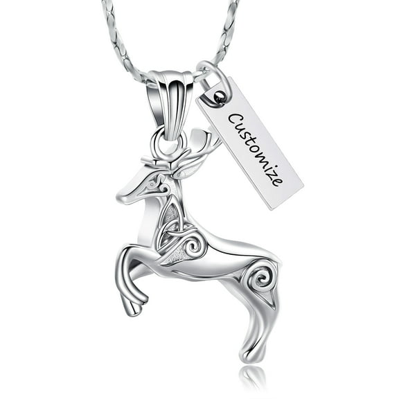 Stainless Steel Elk Urn Pendant Necklace for Cremation Ashes Holder Necklace for Ashes of Loved One Memorial Jewelry