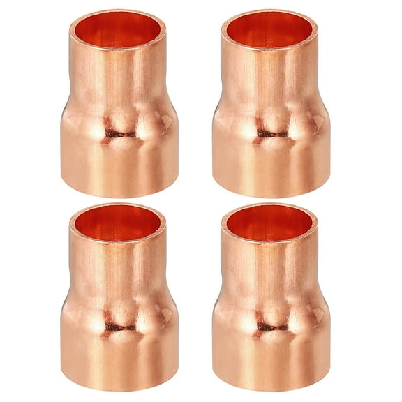 Uxcell 5/8" to 1/2" ID Copper Reducer, 4pcs Copper Reducing Coupling Pressure Fitting Pipe Tube Connector Adapter