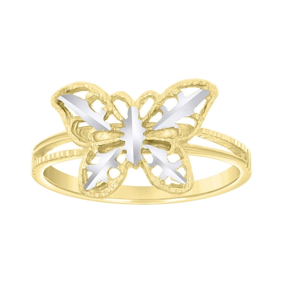 10k Two-tone Gold Womens Butterfly Fashion Ring