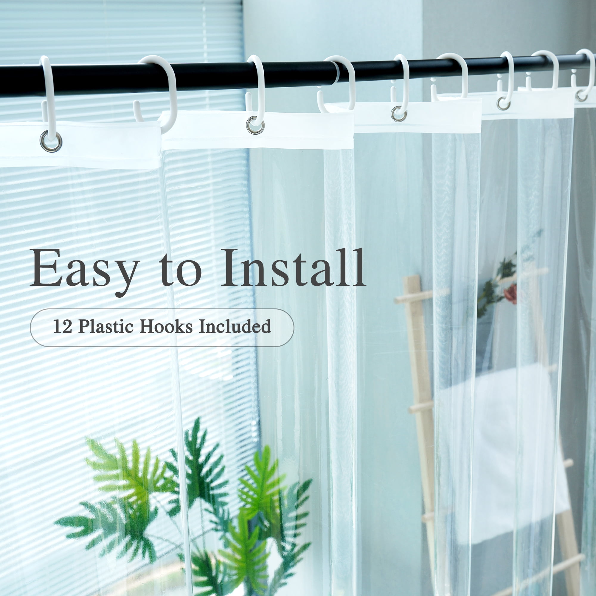 Inosoo Clear Shower Curtain Liner, 72"Wx 78"L Extra Long Heavy Duty PEVA Plastic Shower Liner , Waterproof Transparent Shower Curtain with Magnets , Mold & Mildew Resistant