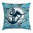 thumbnail image 1 of Octopus Throw Pillow Cushion Cover, Symbol of Octopus Against the Background of Stylized Sea Waves Nautical Design, Decorative Square Accent Pillow Case, 16 X 16 Inches, Multicolor, by Ambesonne, 1 of 2