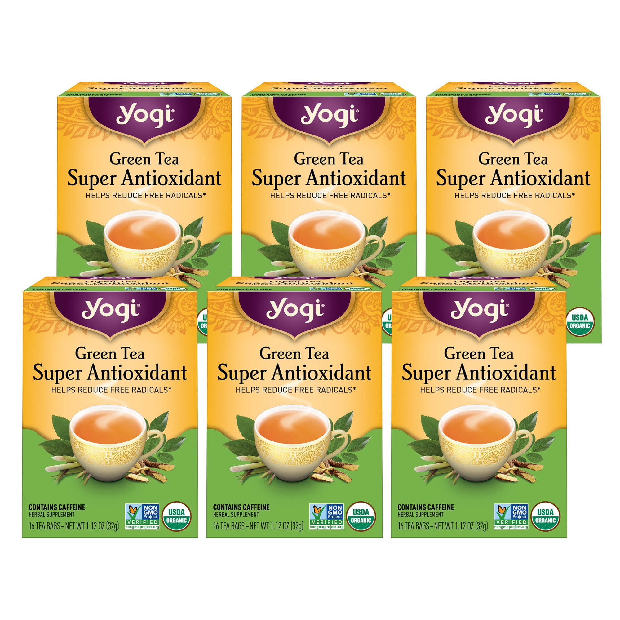 (6 Boxes of 16)Yogi Tea Green Tea Super Antioxidant, Green Tea