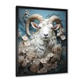 thumbnail image 2 of Designart "Vintage White and Blue Goat Portrait" Animals Framed Wall Art - Traditional White Goat Living Room Framed Canvas Art, 2 of 6