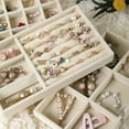 thumbnail image 5 of Juego de 4 bandejas para joyas, organizador de joyas con cajón para exhibir pendientes, collares y pulseras, color beige., 5 of 5
