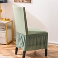 thumbnail image 5 of Dining Room Chair Covers with Skirt,Set of 4 Stretch Thicken Chair Slipcovers Universal Removable Washable Jacquard Chair Protector for Wedding Banquet Party-6-green, 5 of 8
