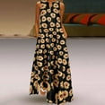 thumbnail image 2 of Dresses for Women Summer Sleeveless Plus Size Daily Vintage Sunflower Bohemian V Neck Maxi Dress, 2 of 7