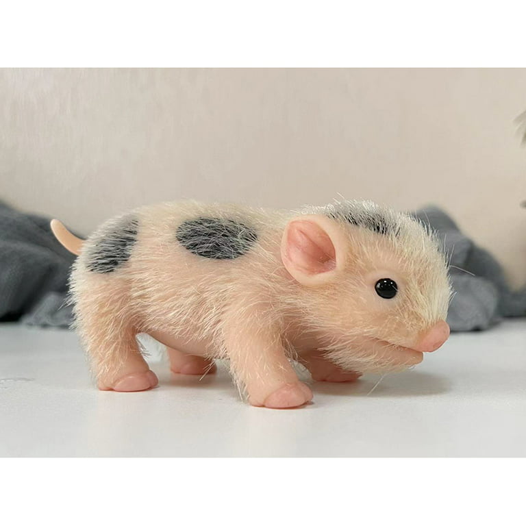 Eummy Kids Dolls Silicone Pig, Full Silicone Animals Pig, 5 Inch Black Spot  Pig,Cute Realistic Animals Pig Toy Mini Baby Pig Doll Soft Body, Best Gift