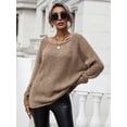 thumbnail image 4 of Women's Long-Sleeve Crewneck Sweater Hollow Cable Knit Pullover Sweaters, 4 of 5
