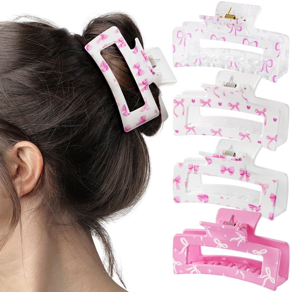 GROBRO7 Bow Grab Clips for Women and Girls, 4 Styles Rectangular Grab Clips Party Gift