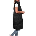 thumbnail image 2 of hirigin Women's Winter Mid-Length Waistcoat, Solid Color Stand Collar Warm Lightweight Puffer Zipper Vest with Side Pockets, 2 of 5