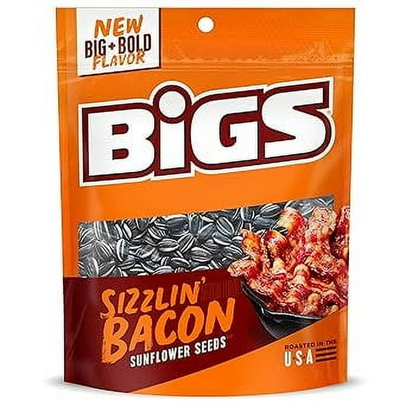BIGS Bacon Salt Sizzlin' Bacon Sunflower Seeds, 5.35-Ounce Bag [12-Bags]