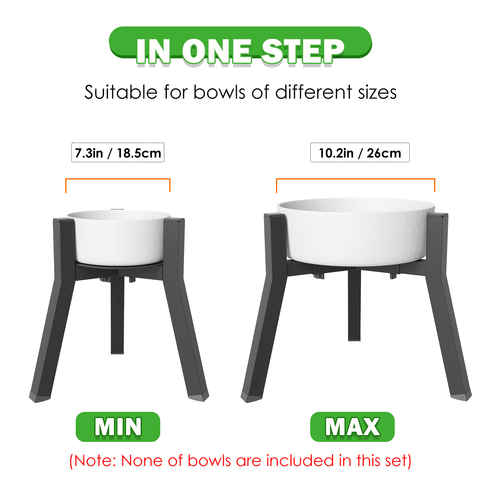 Adjustable Raised Dog Bowl Stand for Large Dogs, Single Raised Feeder Station (Bowl Not Included)