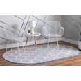thumbnail image 2 of Unique Loom 3151571 4 x 6 ft. Rounded Trellis Frieze Oval Rug, Light Gray, 2 of 2