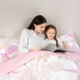 thumbnail image 4 of Manfei Simple Pink Starfish Coral Seashell Queen Comforter Set for Girls, Coastal Bedding Comforter Set, Pink Reversible 3pcs, 1 Comforter and 2 Pillowcases, 4 of 6