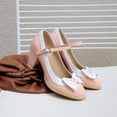 thumbnail image 2 of SACFOF Women's Low Kitten Heel Mary Jane Oxfords Pumps Comfortable Ankle Strap Dress Shoes with Bow, 2 of 6