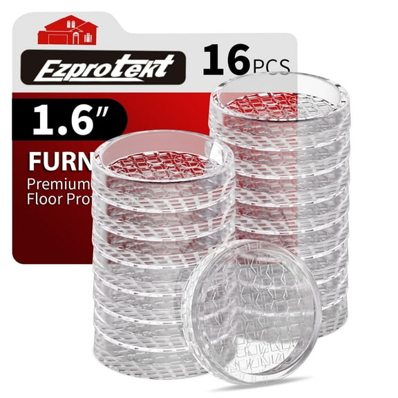 Ezprotekt 1.6 inch Clear Non Slip Furniture Pads for Hardwoods Floors, 16 Pcs Non Skid Round Rubber Furniture Coasters Cups Floor Protectors for Sofa Bed Couch Chair Desk, Prevent Scratches
