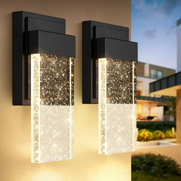 Nordic Hygge Outdoor Wall Waterproof Exterior Sconces with Crystal Bubble Glass