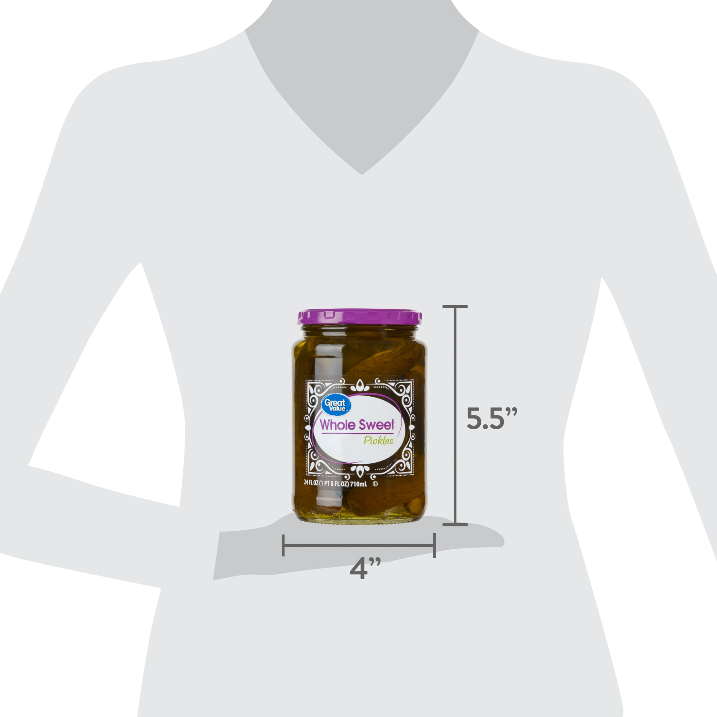 Great Value Whole Sweet Pickles, 24 fl oz