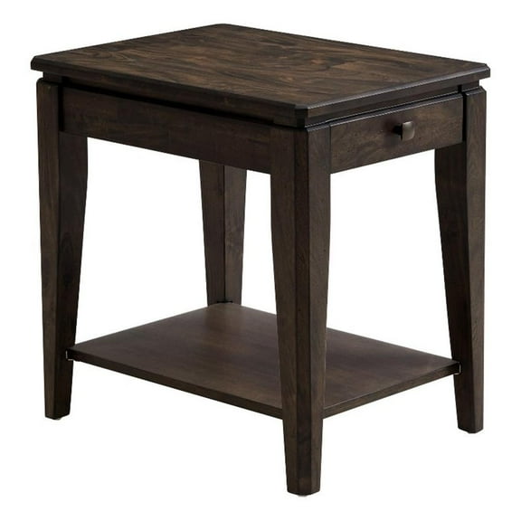 Pemberly Row 18x24" Contemporary Wood Chairside Table in Brown