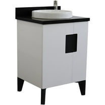 BELLATERRA HOME LLC 25 Single sink vanity in White finish with Black galaxy granite and round sink