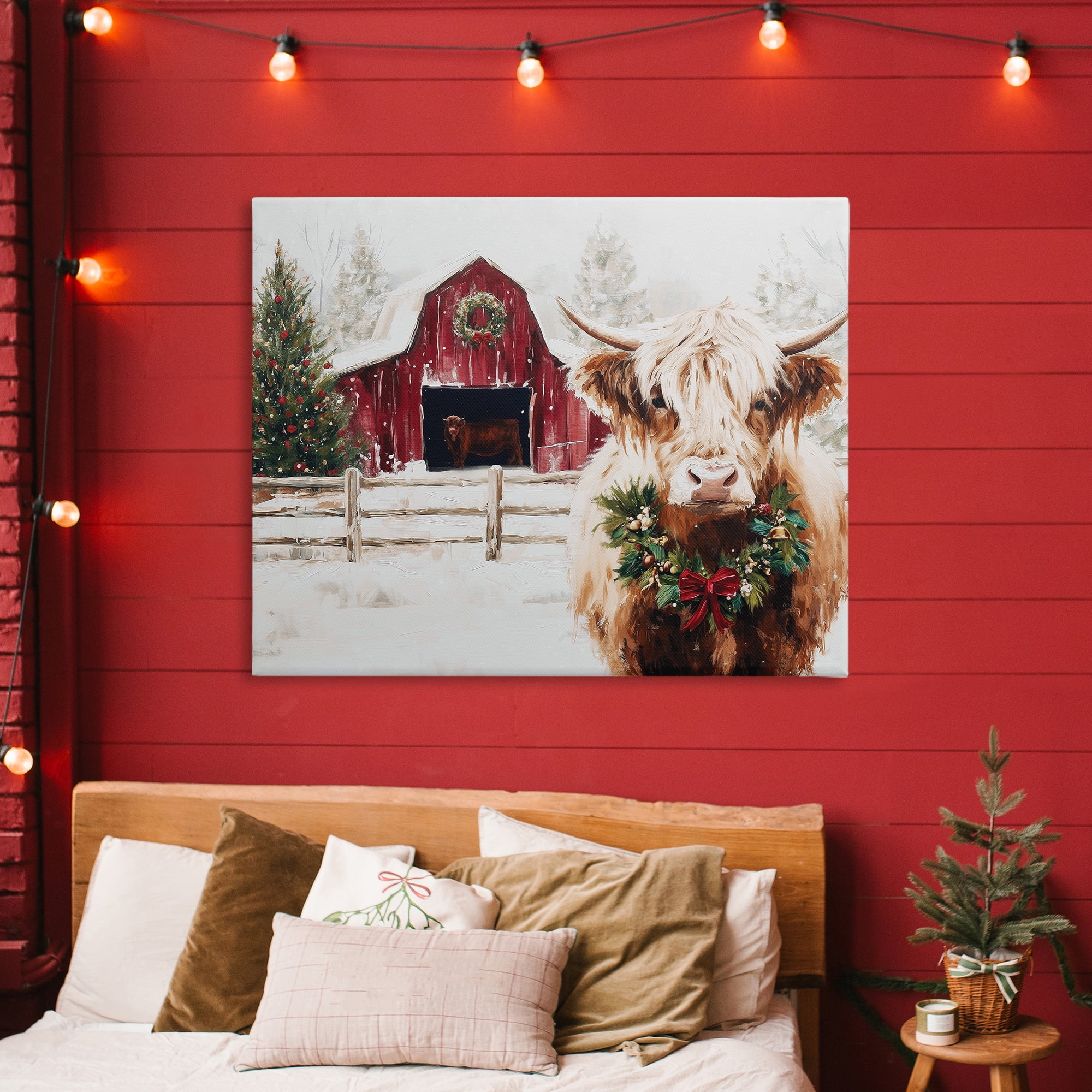 Stupell Industries Snowy Farm Scene Cattle Canvas Wall Art, design by Acorn & Ivory Designs