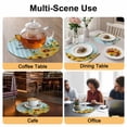 thumbnail image 2 of Sunflower Round 13 Inch Placemats Set of 6, Summer Botanical Yellow Floral Blue Striped HeatResistant Non Slip Place Mats for Dining Table, Wipeable Braided Kitchen Table Mats for Housewarming, 2 of 9