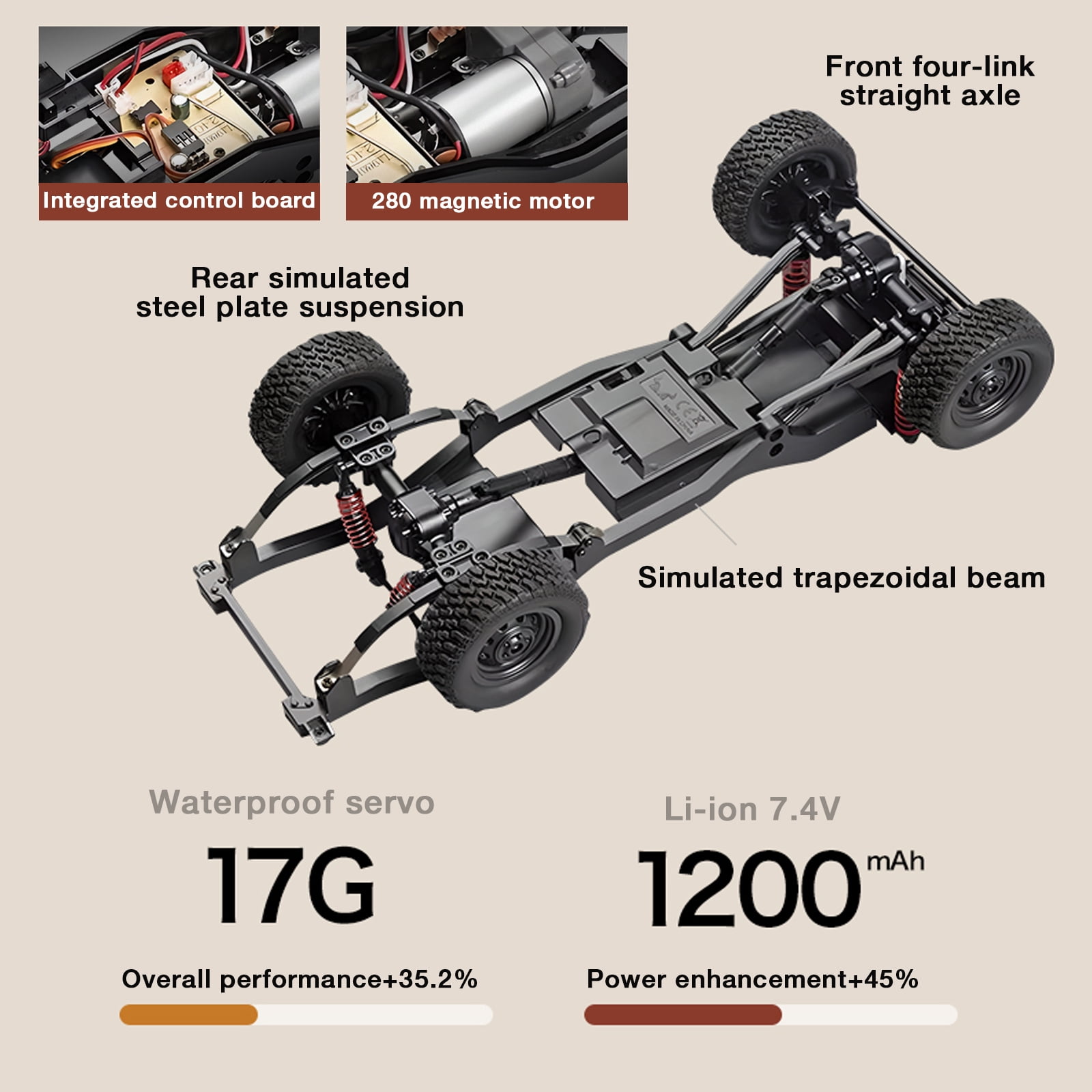 1/12 Scale RC Crawler, MN-82S LC79 RTR RC Truck 4x4 Off Road Vehicles 2.4GHz RC Rock Crawler Car with LED Lights, 7.4V 1200mAh Battery for Adults Hobby Toys (Silver)