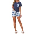 thumbnail image 2 of INSPIRE CHIC Women's Plaid Short Sleeve T-Shirt with Shorts Pajama Set M Blue-White, 2 of 5