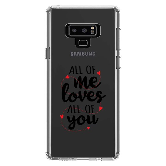 DistinctInk Clear Shockproof Hybrid Case for Samsung Galaxy Note 9 - TPU Bumper Acrylic Back Tempered Glass Screen Protector - All of Me Loves All of You - Hearts