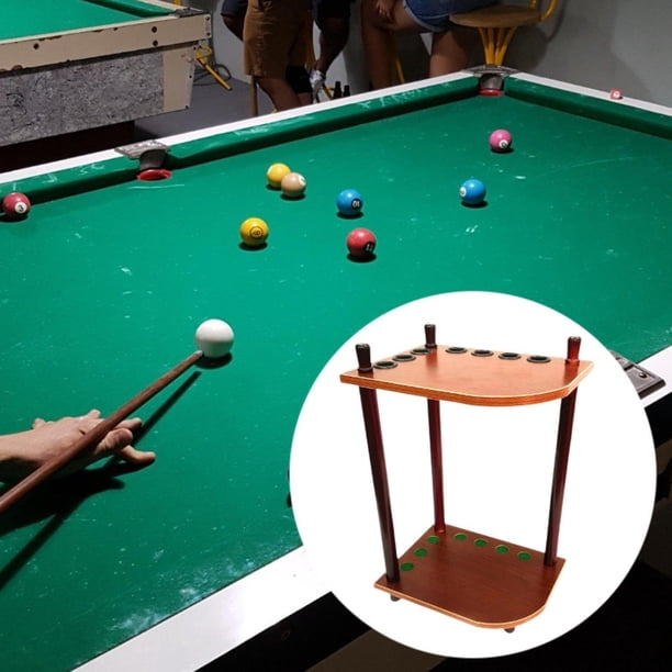 Support De Queue De Billard En Bois 16 Trous – Étagère Rétro 60x24x53,4 Cm – Pour Queues, Cannes, Clubs Et Accessoires – Blanc