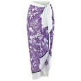 thumbnail image 3 of WREESH Womens Sarong Swimsuit Set Bikini Sets Beach Cover Up Wrap Skirt Fashion Retro Flower Print Tight Fitting Bikini One-Piece Swimsuit Chiffon Overskirt Suit Bathing Suit Purple, 3 of 6