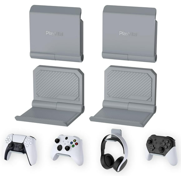 TRAHOO-PlayVital 4 Set FOLD Controller Wall Mount for ps5/4, Foldable Wall Stand for Xbox Core, Switch Pro, Gaming Headset Stand, Wall Holder for Xbox Wireless Headset, for Pulse 3D Headset - New Hop