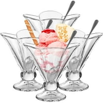 OVENTE Dessert Bowls with Spoons - Convenient Size, Cups for Dessert, Ice Cream - Clear, ICGBSS4