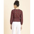 thumbnail image 3 of MoomayaWomens PrintedSurplice Neckline Top, Long Sleeves Designer Cotton Tops, 3 of 8